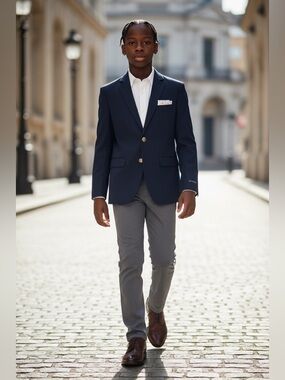 Tommy Hilfiger Boys Alexander Blazer Navy Blue Bi-Stretch Modern Fit 14